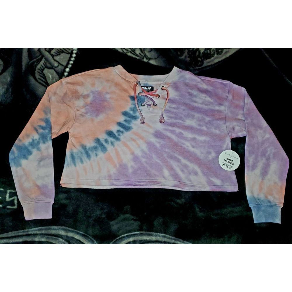 NWT Jolie & Joy Cropped Tie Dye Sweatshirt Shirt Size S